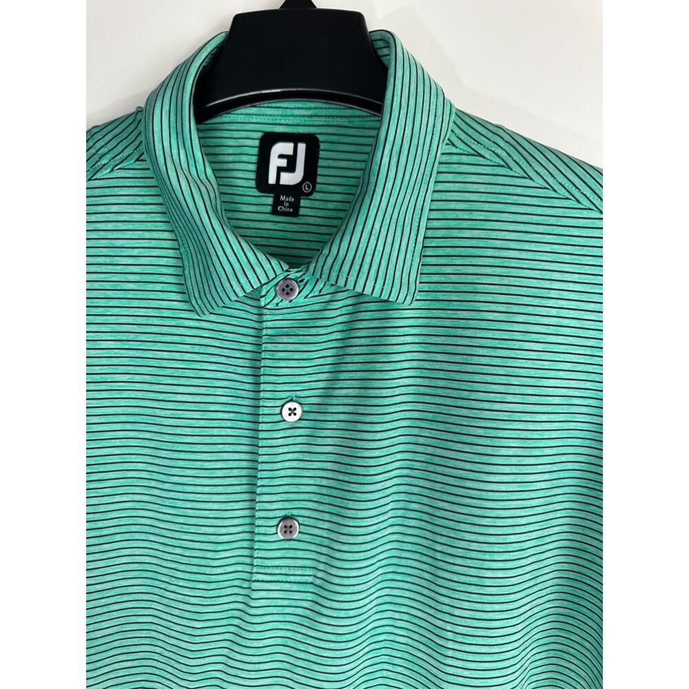 ✨2/$20 FOOTJOY FJ Golf Polo Shirt Striped Green Short Sleeve Athletic Mens Large - Picture 5 of 8